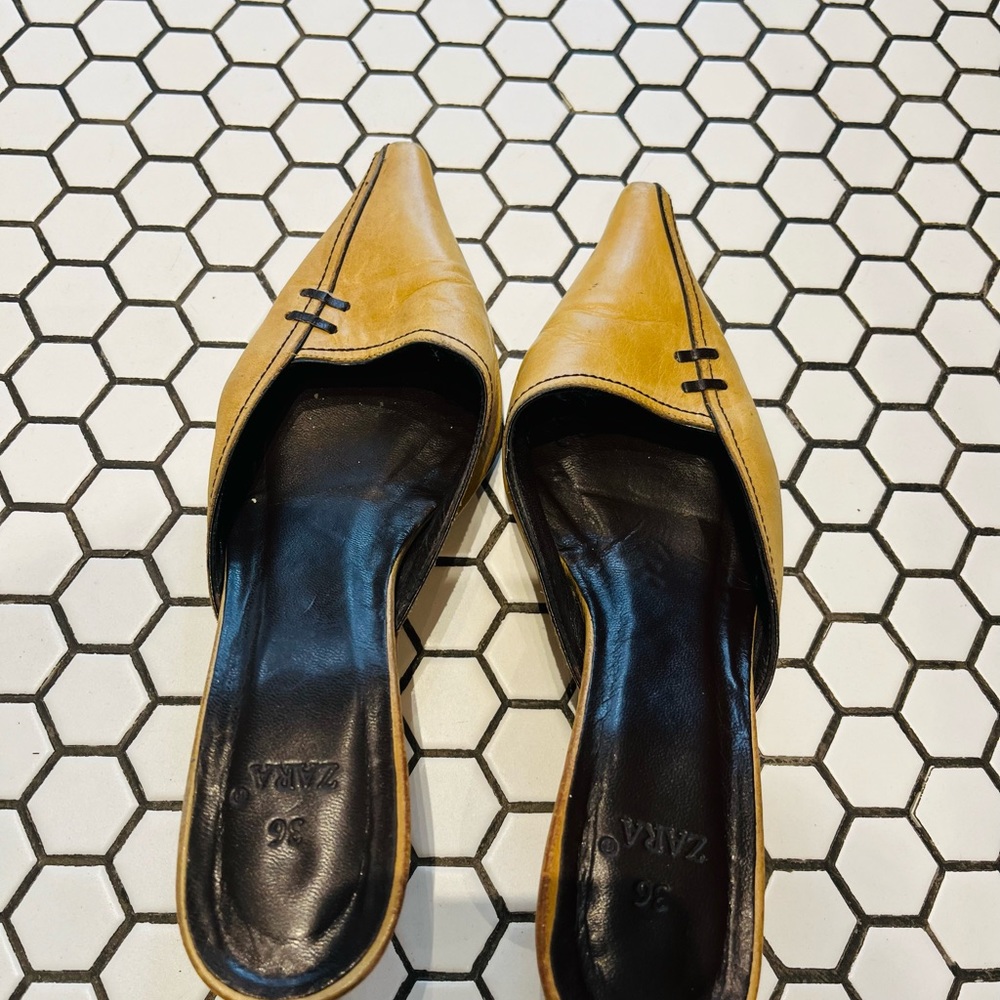 Zara leather slides